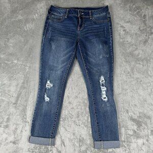 Maurices Women's Medium Short Mid Rise Skinny Jeans Distressed M-S Capsule